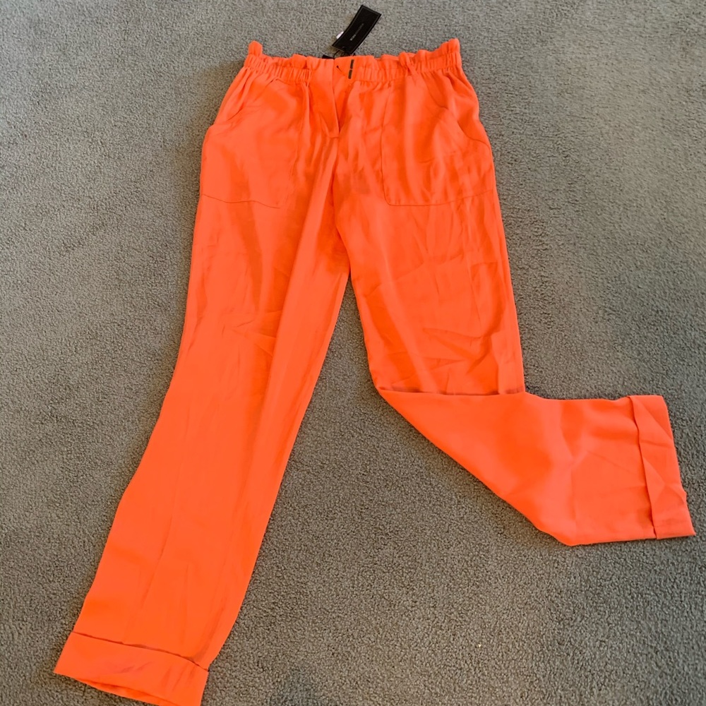 BCBG orange paper bag pants